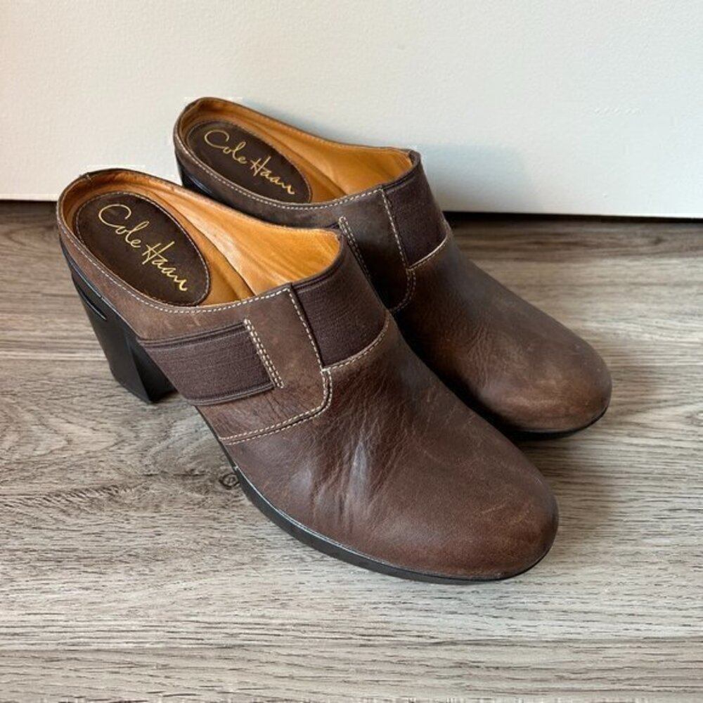 Cole Haan Air Sara Brown Leather Mule Clogs Size 8.5